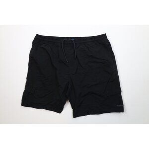 Vintage Y2K Reebok Mens XL Faded Spell Out Windbreaker Cargo Shorts Black Nylon